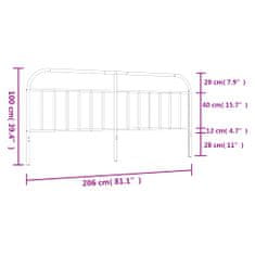 Vidaxl Kovové čelo postele černé 200 cm