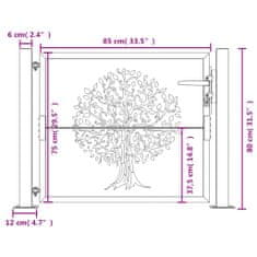 Greatstore Zahradní branka antracitová 105 x 80 cm ocel Strom