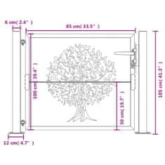 Greatstore Zahradní branka antracitová 105 x 105 cm ocel Strom