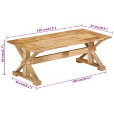 Greatstore Konferenční stolek 110 x 52 x 40 cm masivní mangovníkové dřevo