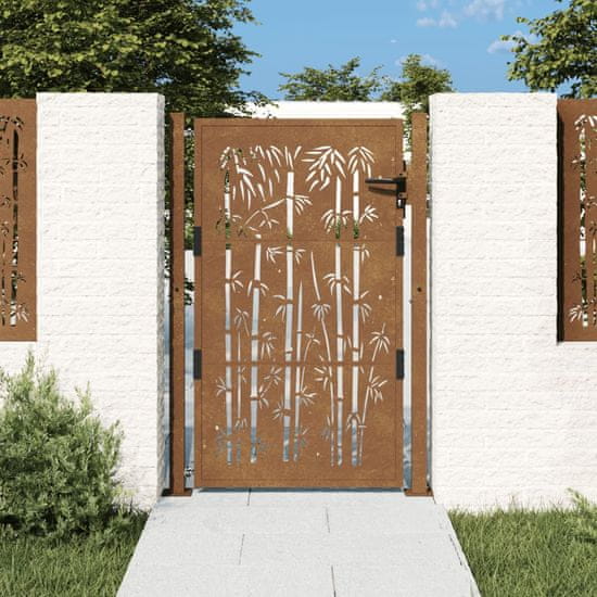 Vidaxl VidaXL Zahradní brána, 105x130 cm, ocel Corten, motiv bambusu