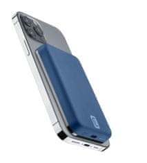 CellularLine Powerbanka MAG 5000 s bezdrátovým nabíjením a podporou MagSafe, 5000 mAh, modrá