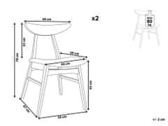 Beliani Sada 2 jídelních židlí světlé dřevo/světle šedé LYNN