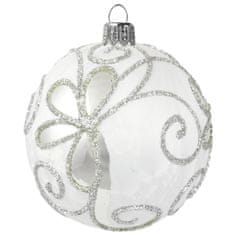 Decor By Glassor Vánoční skleněná koule bílý mrazolak