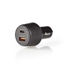 Nedis CCPD30W100BK duální automobilový USB nabíjecí adaptér 3 A / USB Quick Charge 3.0 / USB-C PD Power Delivery / černá