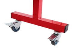 MCW Hliníková zábranná mříž B34, nůžková bezpečnostní mříž s kolečky, výsuvná 110x60-500cm ~ červená-bílá