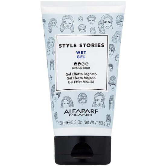 Alfaparf Milano Style Stories Wet Gel stylingový gel, vytváří efekt mokrých vlasů pro moderní a módní styling, 150ml