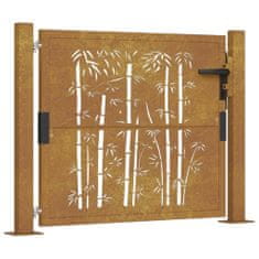 Greatstore Zahradní branka 105 x 105 cm cortenová ocel Bambus