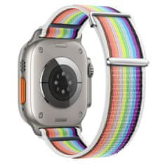 BStrap Velcro Nylon řemínek na Apple Watch 38/40/41mm, white rainbow