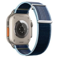 BStrap Velcro Nylon řemínek na Apple Watch 42/44/45mm, storm blue