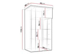 Veneti Závěsná vitrína s LED osvětlením BANTRY 3 - bílá / lesklá bílá, pravá