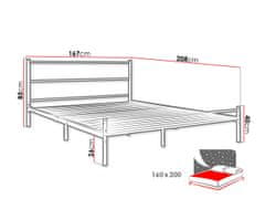 Veneti Kovová manželská postel 160x200 KARBY 2 - bílá