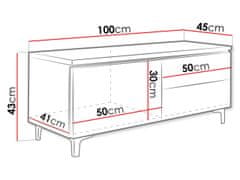 Veneti Stolek pod televizi DESANA 2L - šířka 100 cm, bílý