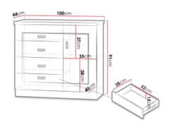 Veneti Kombinovaná komoda MERLO - šířka 100 cm, dub