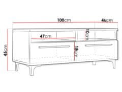 Veneti Televizní stolek na nožkách s LED osvětlením FERNS 6 - bílý / lesklý bílý