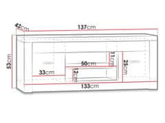 Veneti Televizní stolek s LED osvětlením CHALAPATA 2 - dub kraft bílý