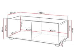 Veneti TV stolek 100 cm CHEMUNG - černý / lesklý černý