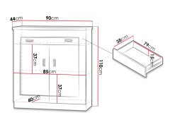 Veneti Kombinovaná komoda MERLO - šířka 90 cm, dub lefkas