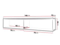 Veneti Televizní skříňka 140 cm WILLA D - dub wotan / lesklá černá