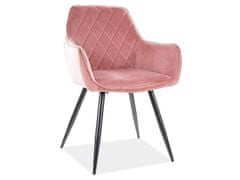 Veneti Čalouněná jídelní židle OLYMPIA - černá / růžová