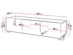 Veneti TV stolek 150 cm CHEMUNG - černý / lesklý černý