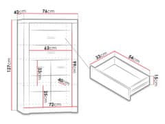 Veneti Komoda s LED osvětlením CHALAPATA - šířka 76 cm, dub kraft bílý