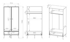 Veneti Dvoudveřová skříň AIKE - šířka 92 cm, bílá