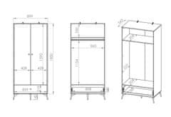 Veneti Dvoudveřová skříň ALISIA - šířka 90 cm, dub castello / černá