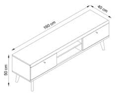 Veneti Televizní stolek 160 cm PAVLIS - dub riviera / bílý