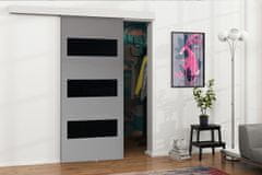 Veneti Posuvné interiérové dveře VIGRA 4 - 80 cm, černé / antracitové