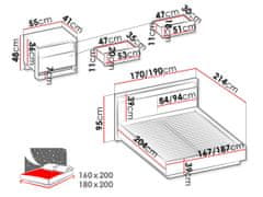 Veneti Ložnicová sestava s postelí 160x200 FARN 2 - dub artisan / černá