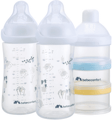 Bebeconfort Sada kojeneckých lahví Emotion Physio 270ml 0-12m+ White 2 ks + dávkovač