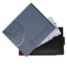 Betlewski Elegantní černá pánská peněženka se záplatami