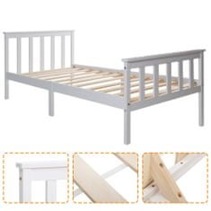 SONNENH Dřevěná postel, jednolůžko z roštu postele s lamelovým roštem, dřevěná postel s čelem - 90 x 200 cm, dětská postel z masivu, postel pro mládež, borovice masiv, bílá