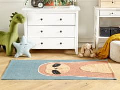Beliani Dětský bavlněný koberec 80 x 150 cm modrý/oranžový ISAK