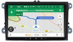 BergMont Multimediální AUTORÁDIO s navigace 2 din s Androidem 13 o úhlopříčce 9" palce, 2/32 GB, GPS, Wifi, Bluetooth, Canbus, Zadní kamera pro Volkswagen, Seat, Škoda 