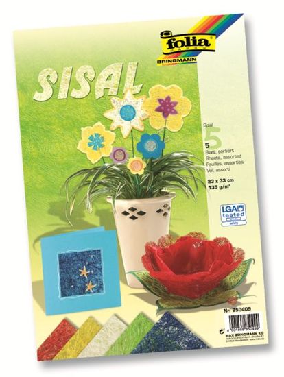 FOLIA Sisal v arších 135 gr mix základních barev/5 archů