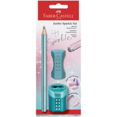 Faber-Castell Grafitová tužka Sparkle Jumbo + guma + Ořezávátko, BL