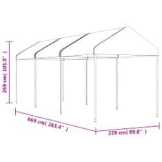 Vidaxl Altán se střechou bílý 6,69 x 2,28 x 2,69 m polyethylen