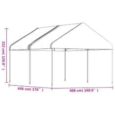 Greatstore Altán se střechou bílý 4,46 x 4,08 x 3,22 m polyethylen