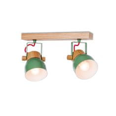 LIGHT FOR HOME Stropní bodové svítidlo na dřevěné liště 40233 "VIANA", 2x60W, E27, Přírodní borovice