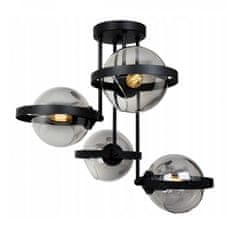 LIGHT FOR HOME Avantgardní závěsná lampa se skleněnými stínidly RING 2340/4/G LH030, 4x60W, E27, Černá