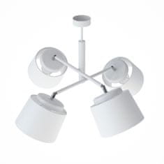 LIGHT FOR HOME Designový kovový bílý lustr na tyči se čtyřmi bílými textilními stínítky. 60699 "Lefor", 4x60W, E27, Bílá
