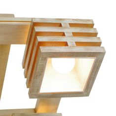 LIGHT FOR HOME Dřevěný moderní lustr v bílo zlatém provedení přisazený ke stropu 11504 "HOUSTON", 4x40W, E27, béžová, zlatá, patina