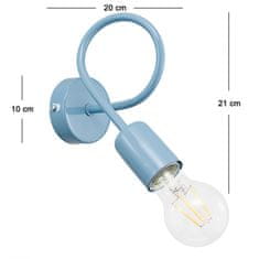 LIGHT FOR HOME Nástěnné moderní kovové světlo v jasné modré pastelové barvě 1001/1PN MONDO, 1xE27/60W,, 1xE27/60W, E27, Modrá