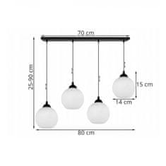 LIGHT FOR HOME Závěsné svítidlo na liště se čtyřmi bílými stínidly ELIZA 1987/4/70L, 4x60W, E27, Černá