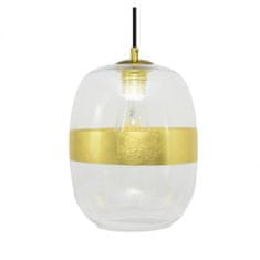 LIGHT FOR HOME Závěsné svítidlo se stínítkem z foukaného skla se zlatým zdobením 19603 "Marble "made in Italy, 1x60W, E27, Zlatá