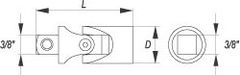 YATO Nástavec 3/8" prodlužovací 35 mm kloubový