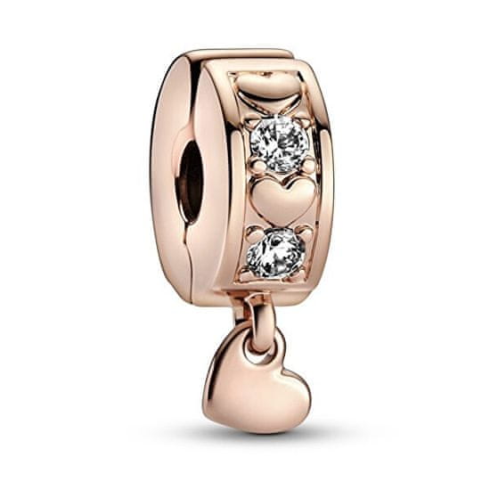 Pandora Bronzový klipový korálek Rose Zavěšené srdce 782253C01