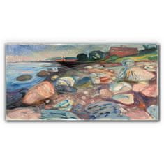 COLORAY.CZ Obraz na skle Shore s červeným domem munch 120x60 cm